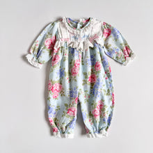 画像をギャラリービューアに読み込む, Vintage Lace and Roses Rompers Patel Blue 0-6M (60cm)
