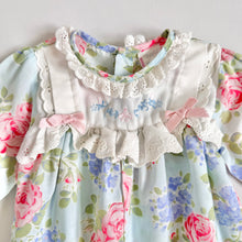 画像をギャラリービューアに読み込む, Vintage Lace and Roses Rompers Patel Blue 0-6M (60cm)
