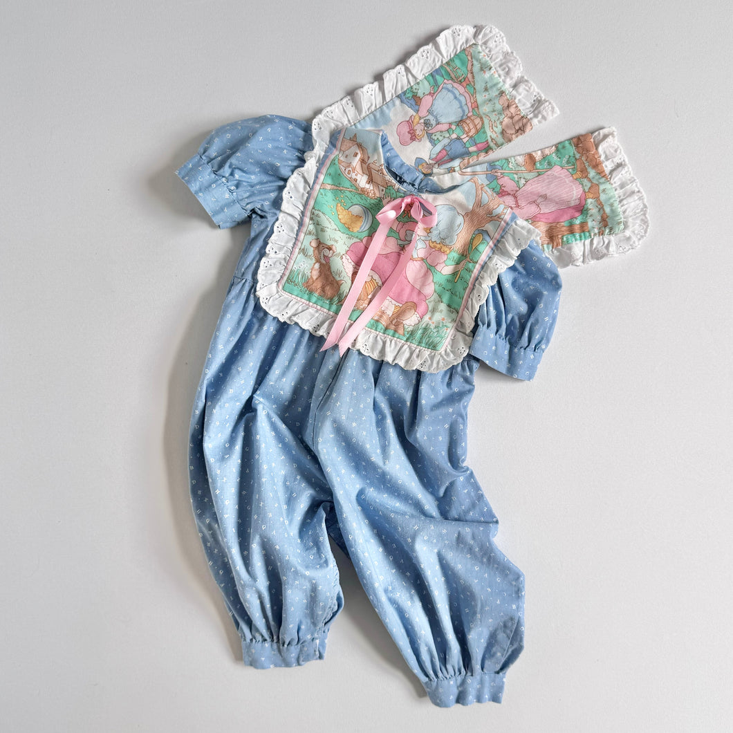 Vintage Bib Jumpsuit Pastel Blue Approx 12M (70-75cm)