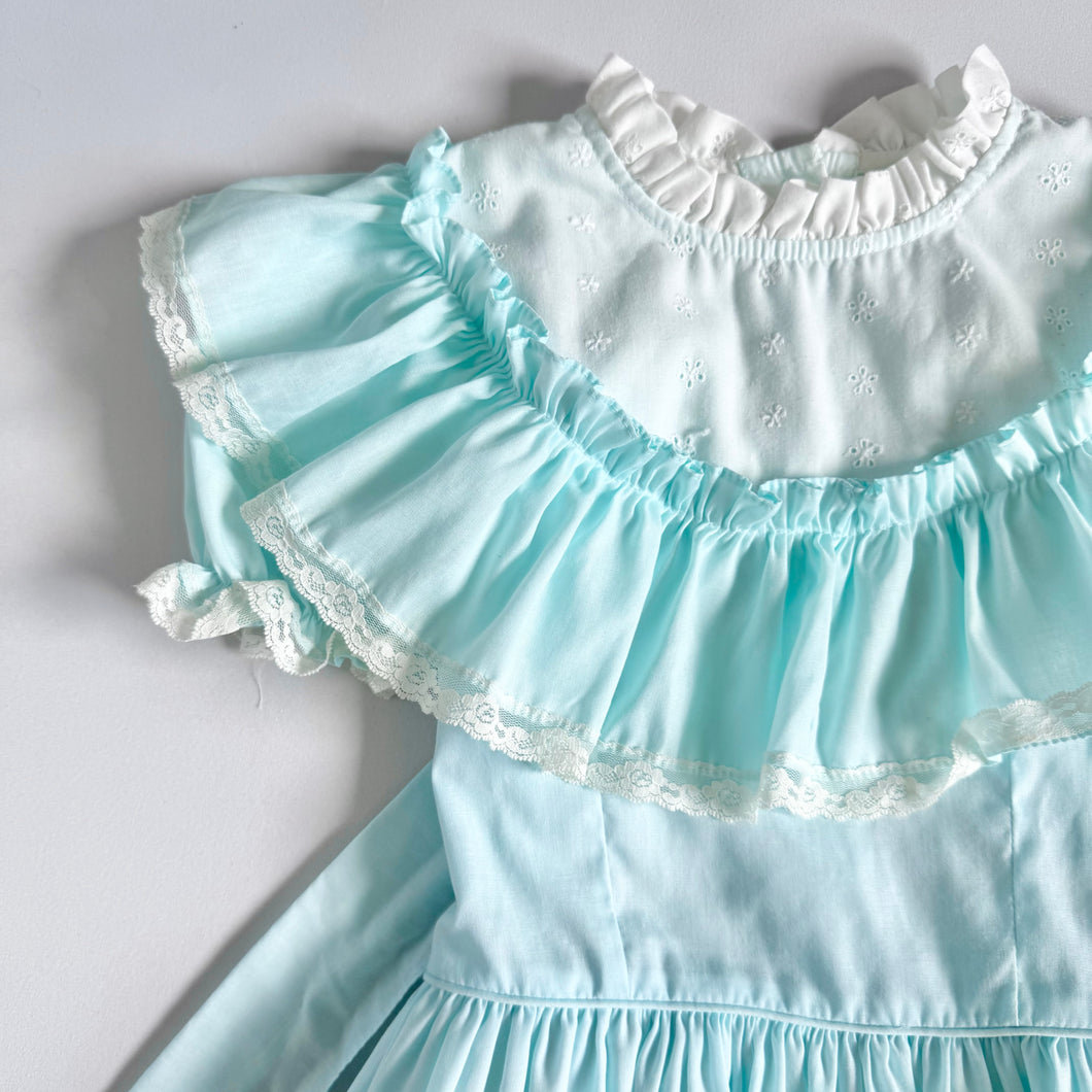 Vintage Kid’s Avenue Ruffle Dress Pastel Green Size 10 (130-140cm)