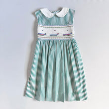 画像をギャラリービューアに読み込む, Used Two Silly Kids Striped/Caterpillar Smocked Dress 5 (100-110cm)
