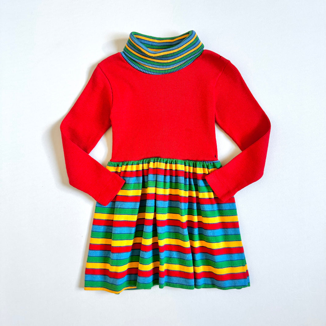 Vintage Health-Tex Rainbow Turtleneck Dress Red 2/3T (90-100cm)