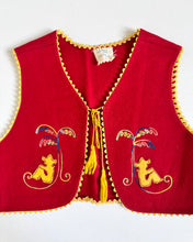 画像をギャラリービューアに読み込む, Vintage ‘60s Cowboy Embroidery Wool Vest Red 4-6 (100-120cm)

