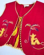 画像をギャラリービューアに読み込む, Vintage ‘60s Cowboy Embroidery Wool Vest Red 4-6 (100-120cm)
