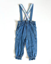 Load image into Gallery viewer, Vintage Denim/Floral Suspender Pants 24M (85cm)
