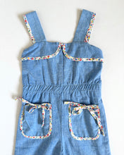 Load image into Gallery viewer, Vintage Blue/Floral Jumpsuit 4T (95-100cm)
