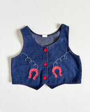 画像をギャラリービューアに読み込む, Vintage Blouse and Horseshoe Denim Vest Set Kids 6X (115-120cm)
