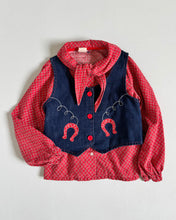 画像をギャラリービューアに読み込む, Vintage Blouse and Horseshoe Denim Vest Set Kids 6X (115-120cm)
