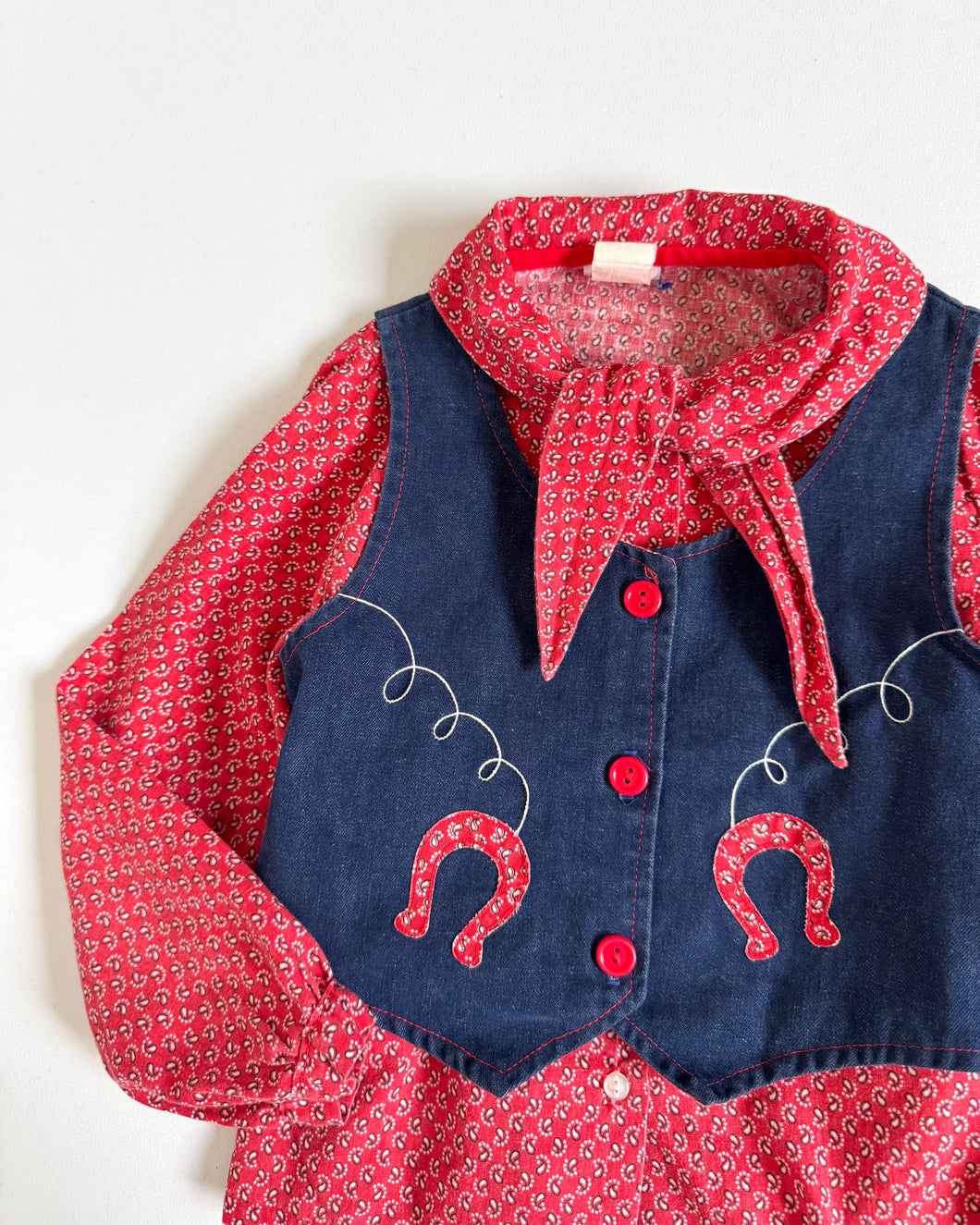 Vintage Blouse and Horseshoe Denim Vest Set Kids 6X (115-120cm)