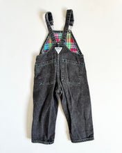 Load image into Gallery viewer, Vintage OshKosh B’gosh Black Denim/Plaids Overall 2T (90cm)
