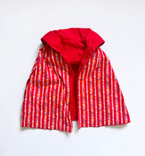 Load image into Gallery viewer, Vintage Reversible Red/Floral Poncho Capes Toddler One Size
