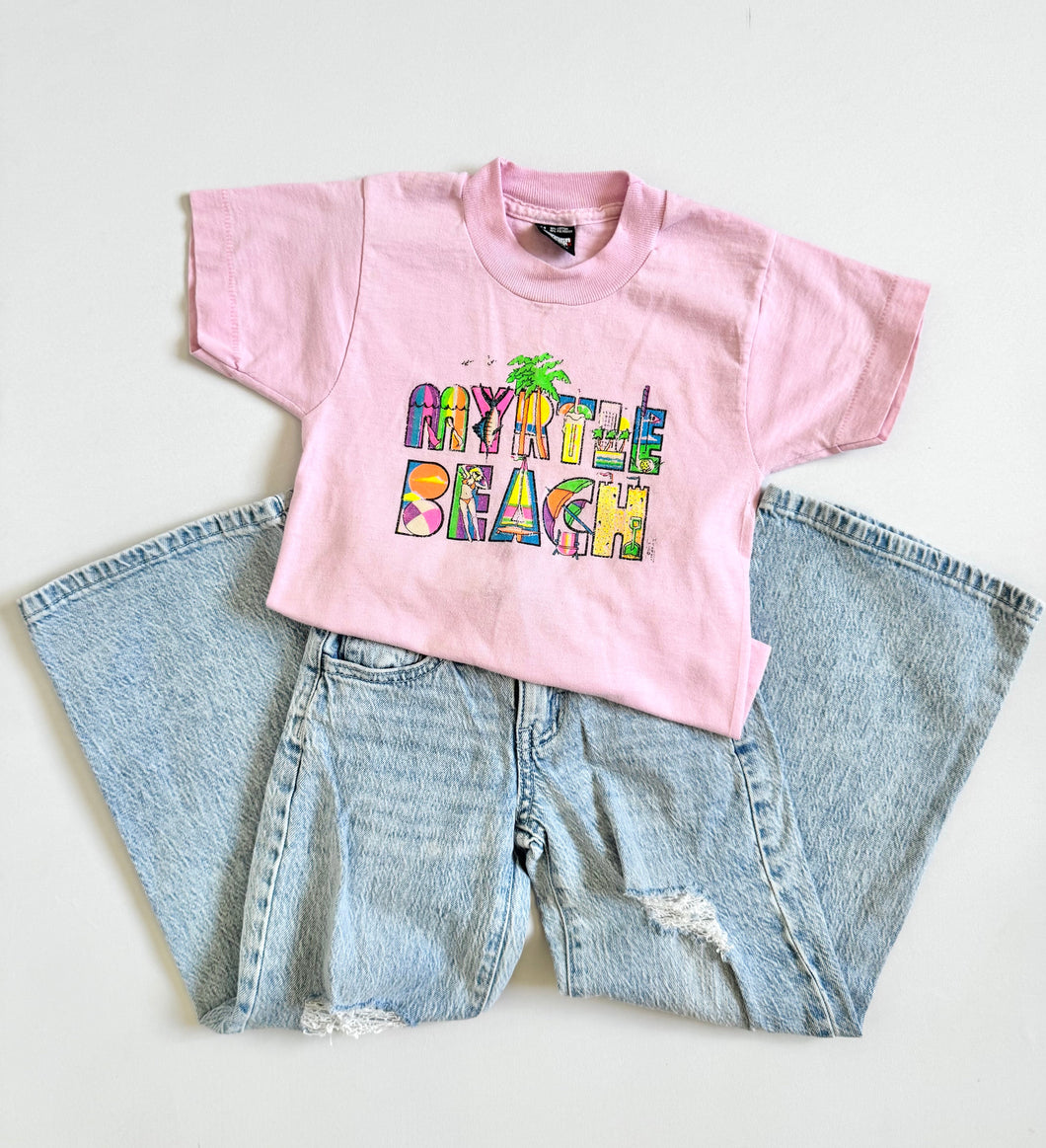 Vintage Myrtle Beach Graphic T-shirt & Used Denim Pants Set 5T (100cm)