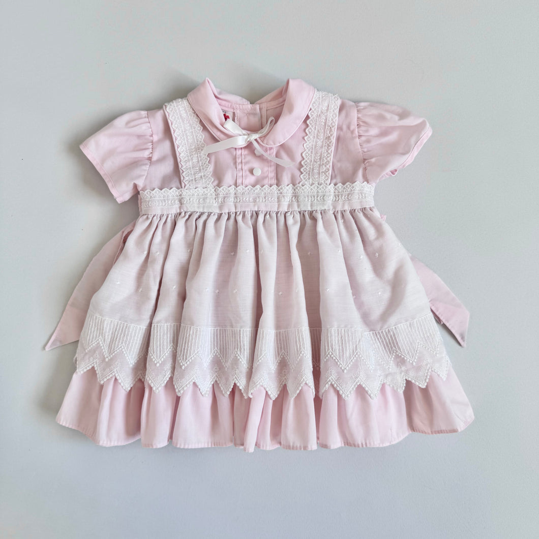 Vintage Mini World Lace Apron Dress Pastel Pink 9-12M (70cm)