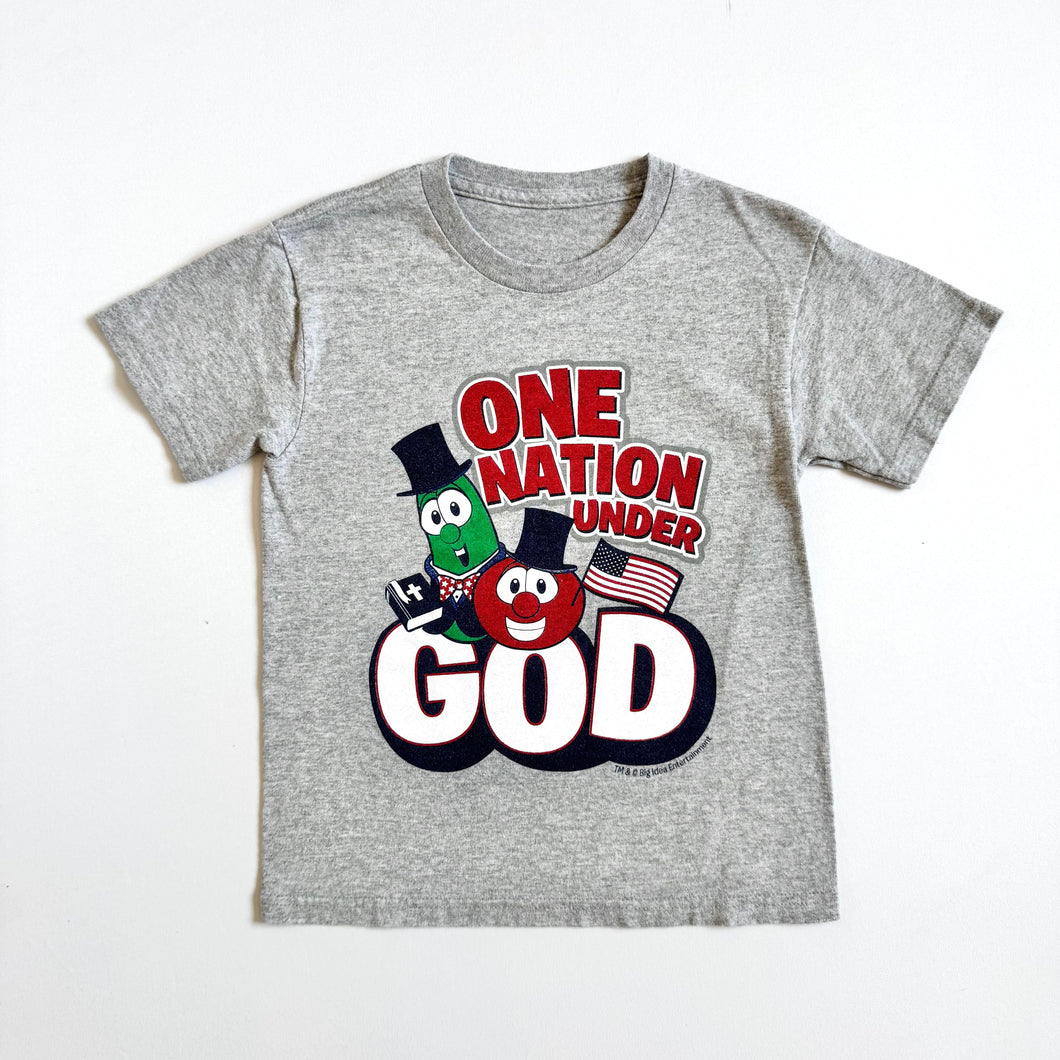 USED Veggie Tales “One Nation Under God” T-shirt Kids 6 (110-120cm)
