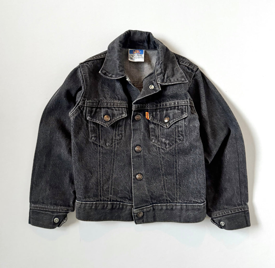 Vintage Levi’s Orange Tab Black Jean Jacket Kids 7 (120-125cm)