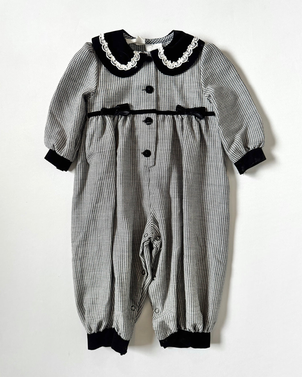 Vintage Bonnie Baby Houndstooth tooth Rompers 18M (80cm)