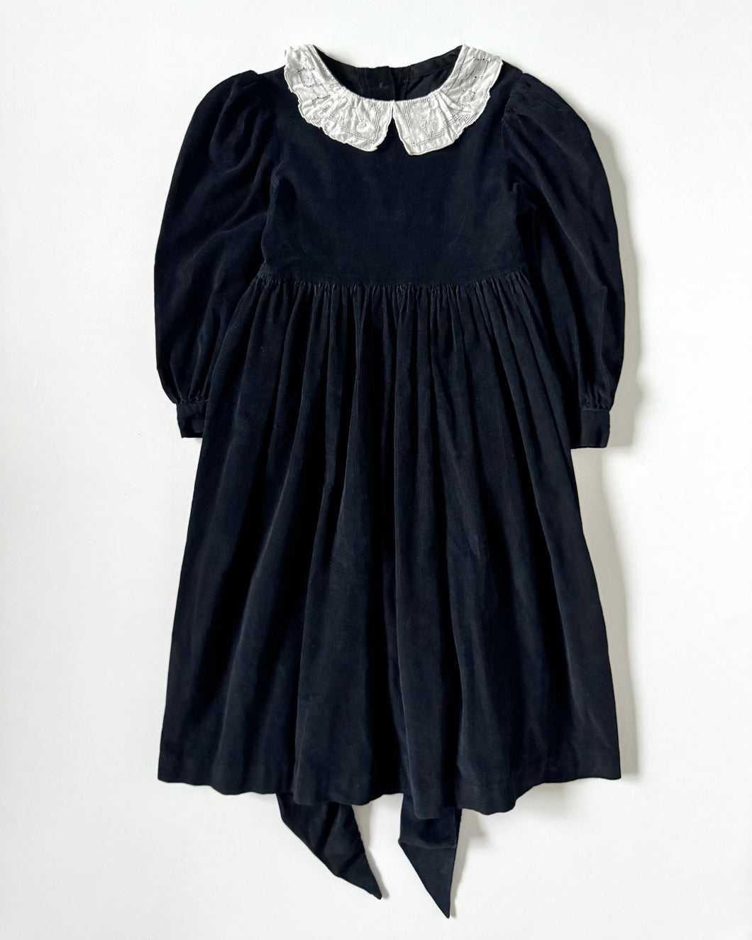 Vintage Lace Collared Black Corduroy Dress 5T (100cm)