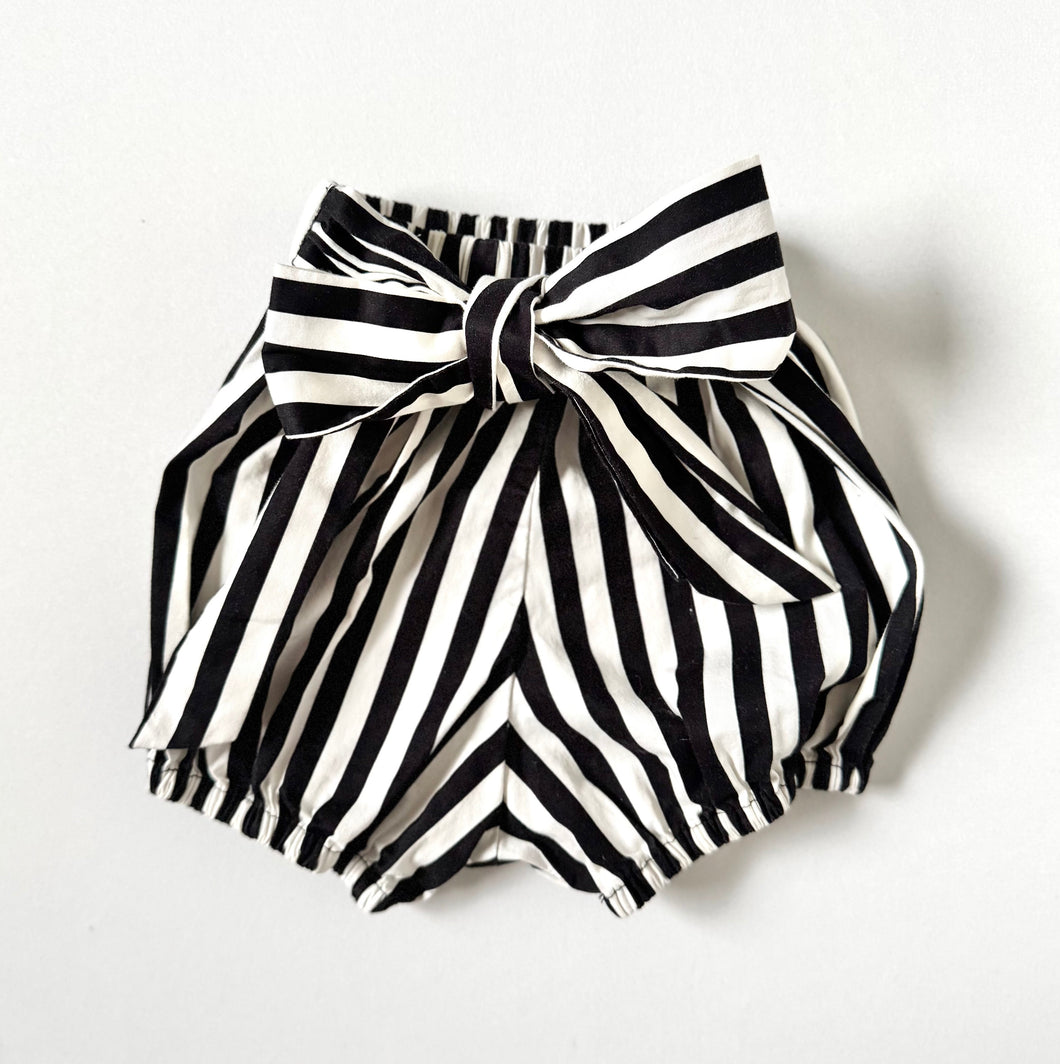 USED Carbon Soldier Black/White Striped Bubble Pants 6-12M (65-75cm)