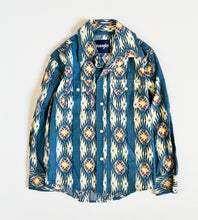 Load image into Gallery viewer, USED Wrangler Checotah Blue Aztec Western Shirt Kids S/6-7 (120cm)
