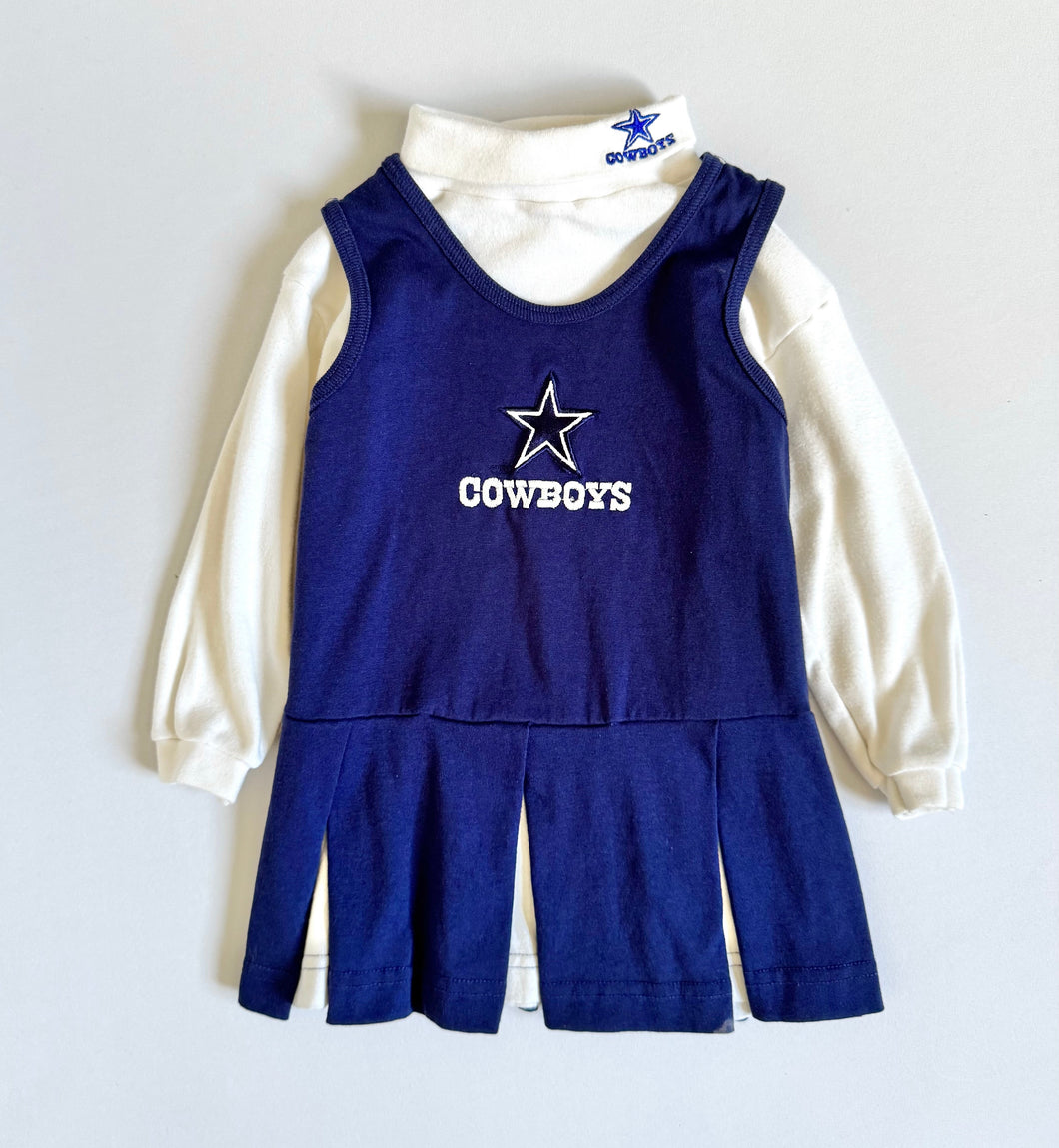 Vintage Texas NFL Dallas Cowboys Cheer Dress and Turtleneck Set 4T (100cm)