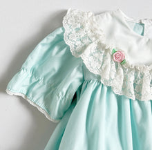 画像をギャラリービューアに読み込む, Vintage Frill/Lace Circle Fancy Dress Pastel Green 12-18M (75-80cm)
