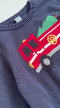 Load and play video in Gallery viewer, USED Class Club Firetruck Christmas Tree Cotton Sweater 6 (110-115cm)
