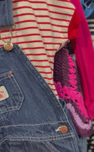 Load and play video in Gallery viewer, Vintage Round House Denim Overall &amp; Striped Shirt Set 5/6T (110-115cm)
