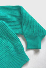 Load and play video in Gallery viewer, Vintage Teal Knit Crop Sweater  3/4T (95-100cm)
