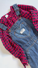 Load and play video in Gallery viewer, USED OshKosh B’gosh Plaid Blouse &amp; Denim Overall Set 3T (95cm)
