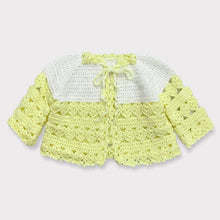 Load image into Gallery viewer, Vintage Hand Knitted Crochet Sweater Cardigans Pastel Yellow/White  0-6M
