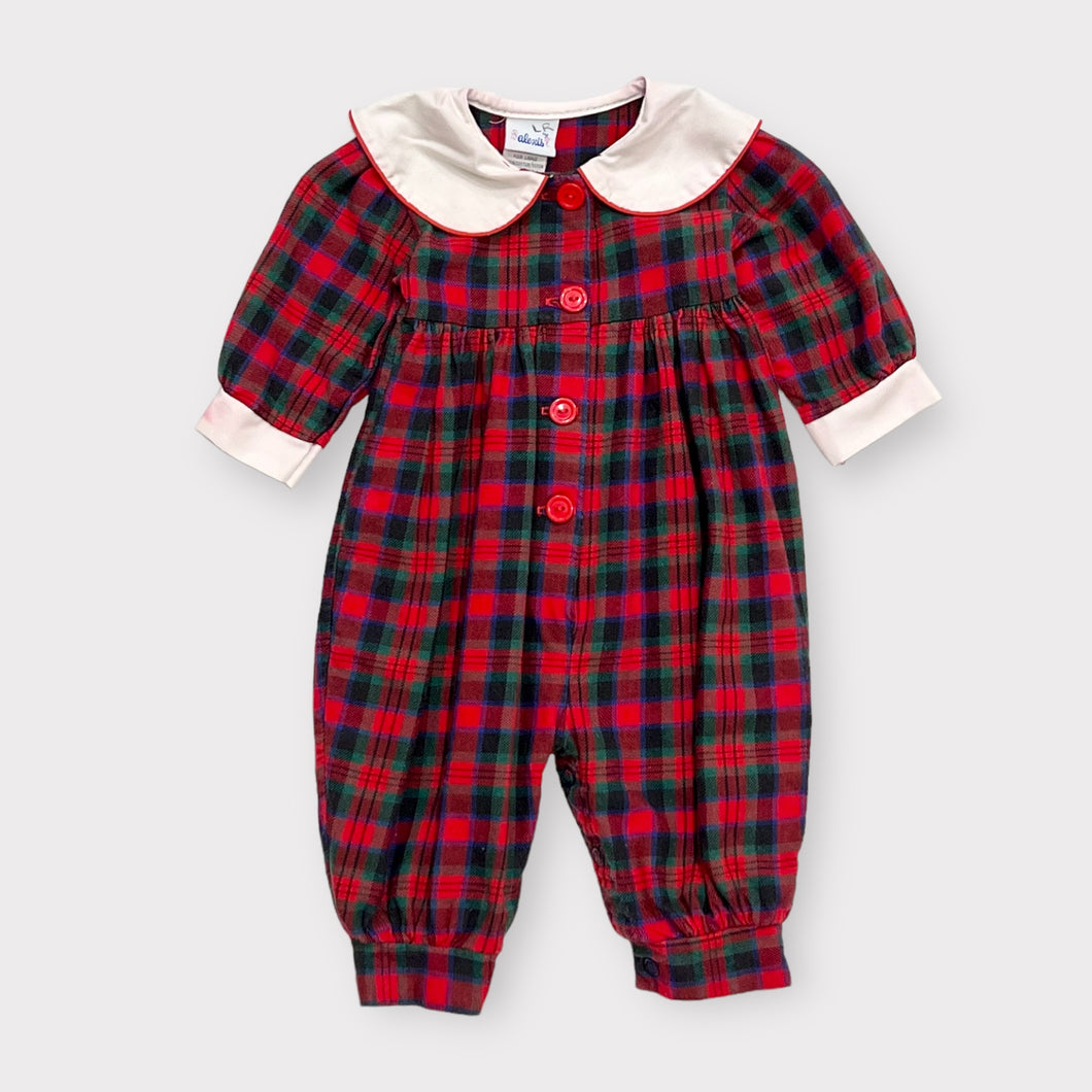 Vintage Alexis Red Plaid Jumpsuit/Rompers 6-10lbs/0-3M (60cm)