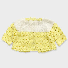 Load image into Gallery viewer, Vintage Hand Knitted Crochet Sweater Cardigans Pastel Yellow/White  0-6M
