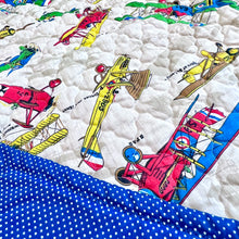 画像をギャラリービューアに読み込む, Vintage Aircraft /Dots Crib Quilt Blanket
