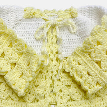 Load image into Gallery viewer, Vintage Hand Knitted Crochet Sweater Cardigans Pastel Yellow/White  0-6M
