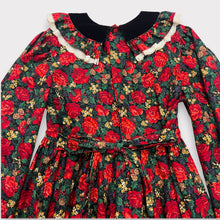 Load image into Gallery viewer, Vintage Holiday Red Floral Dress Approx 8 (130-140cm)
