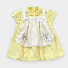 Load image into Gallery viewer, Vintage Butterflies Embroidery Apron Dress Pastel Yellow 9-12M (70-75cm)
