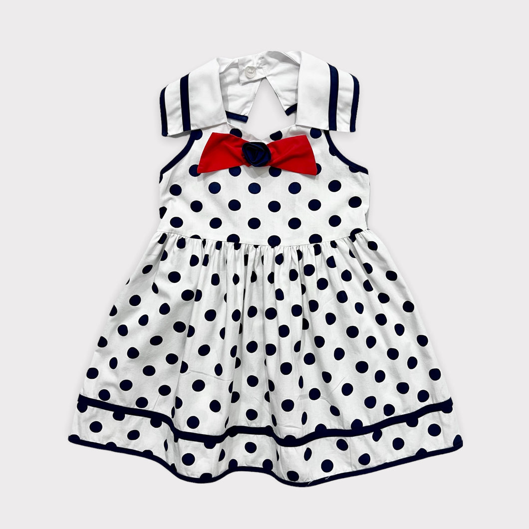 Vintage Polka Dots Nautical Dress 5T (105cm)