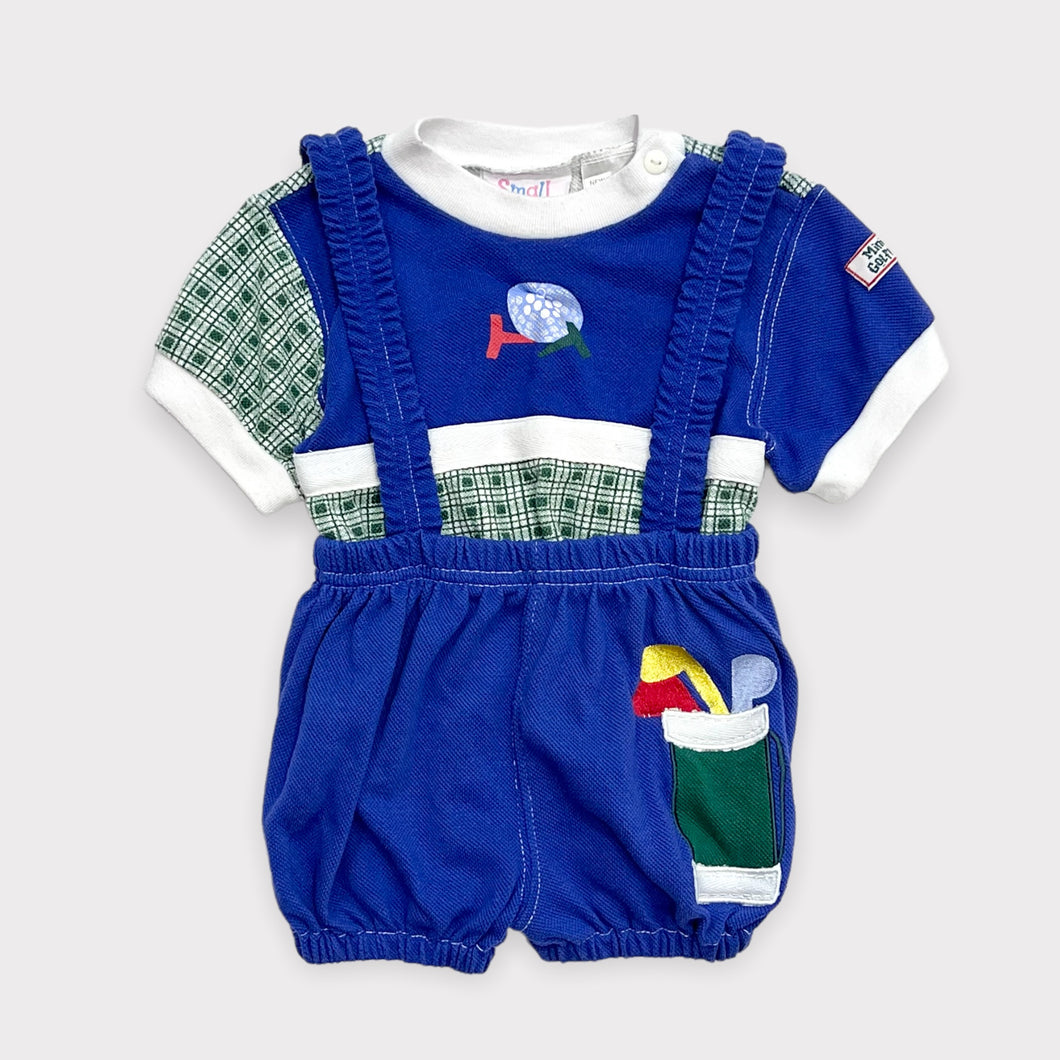 Vintage Small Steps Golf Design Polo Tops/Rompers Outfit 6-9M (65-70cm)