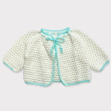 Load image into Gallery viewer, Vintage Hand Knitted Sweater Cardigans White/Pastel Green 0-6M
