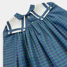 Load image into Gallery viewer, Vintage Polly Flinders Plaids Collar Dress Green/Navy Blue 2T (90cm)
