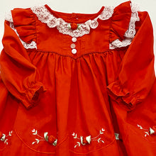 Load image into Gallery viewer, Vintage Rose×Lace Apron Dress Red (6-12M)
