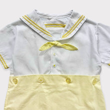 Load image into Gallery viewer, Vintage Perfect Togs Sailor Rompers Pastel Yellow/White 12M (75cm)
