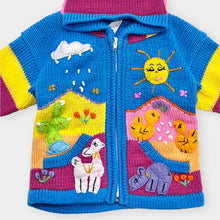 Load image into Gallery viewer, Peruvian Handmade Embroidered Sweater Hoodie Jacket Sky Blue 2T (90cm)
