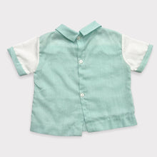 Load image into Gallery viewer, Vintage ‘60s Retro Fawn Embroidery Shirts and Diaper Cover Set Pastel Green 6-12M (60-75cm)
