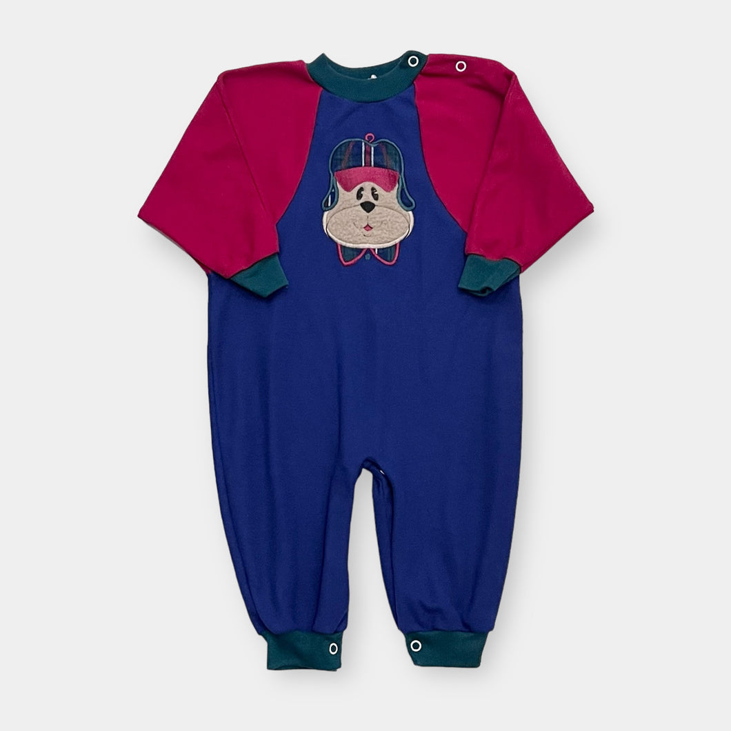 Vintage Health-Tex Dog Appliqué Polo Jumpsuit 12-18M (75-80cm)