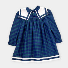 Load image into Gallery viewer, Vintage Polly Flinders Plaids Collar Dress Green/Navy Blue 2T (90cm)
