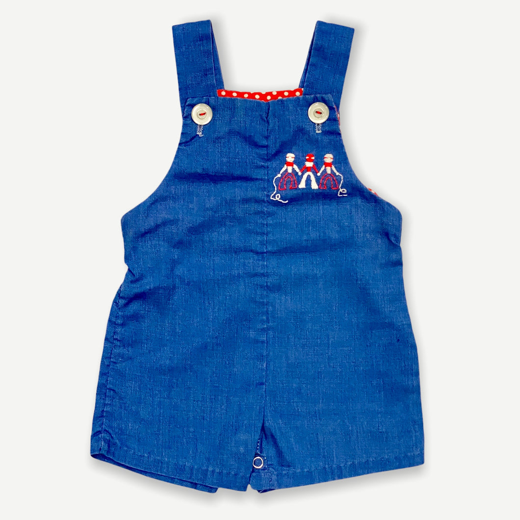 Vintage Wrestler Embroidery Rompers/Shortallls