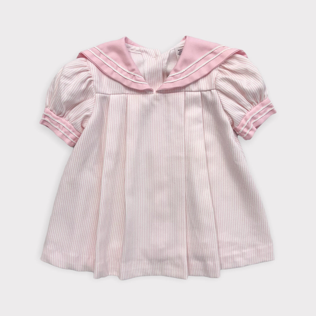 Vintage Pastel Pink Striped Sailor Collar Dress 6-9M (65-70cm)