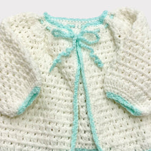 Load image into Gallery viewer, Vintage Hand Knitted Sweater Cardigans White/Pastel Green 0-6M
