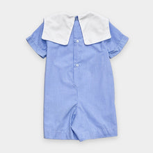 Load image into Gallery viewer, Sir John by Rosalina Gingham Smock Rompers Jon Jon Pastel Blue 12M (75cm)
